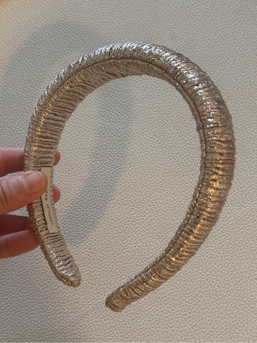 Loeffler Randall Shimmery Metallic Headband in Gold